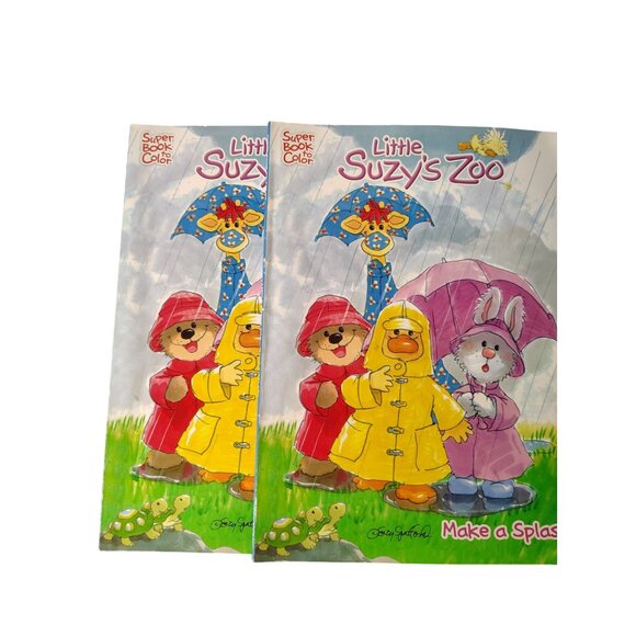 Set of 2 Little Suzy's Zoo Coloring Books Make a Splash 2010 Kids Learning READ - Picture 1 of 7